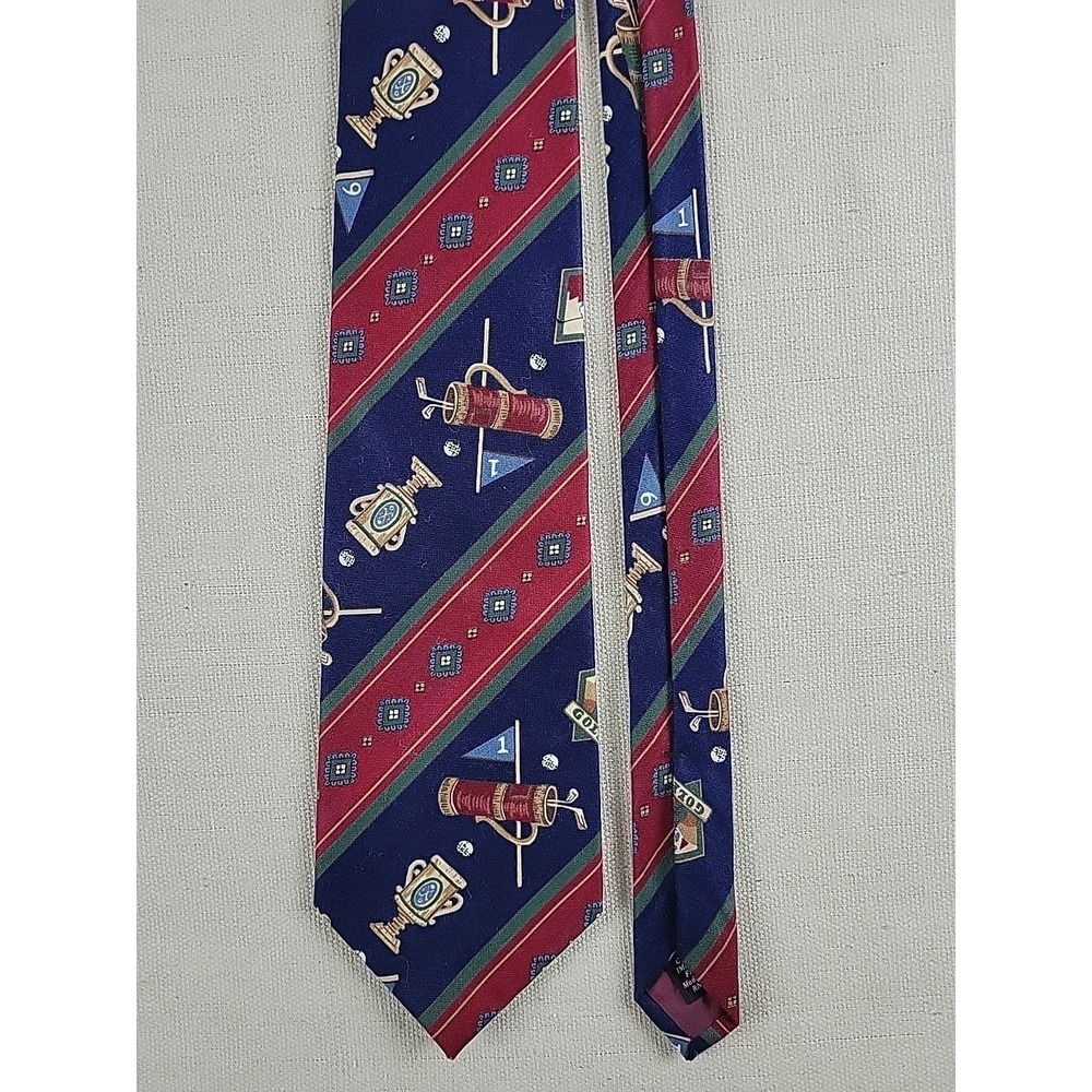 Vintage Beans McGee Golf Necktie USA Made 100% Cotton 1990s Novelty Pattern Tie